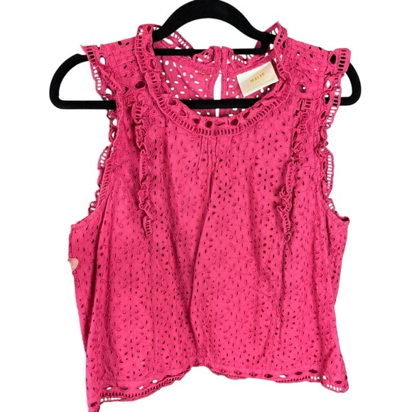 Maeve by Anthropologie Pink Flutter Sleeve Blouse - Picture 2 of 5